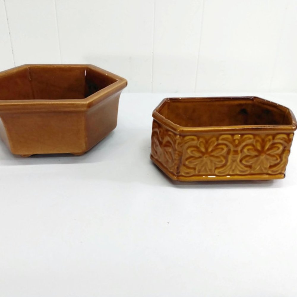 Vintage LOT of 2 MCM Pottery Planters Haeger USA
